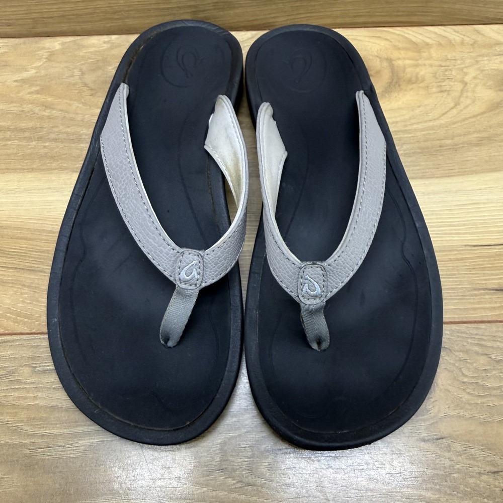 Olukai Sandals Women's Size 7 Gray Thong Flip Flops HO'OPIO Travel Walking